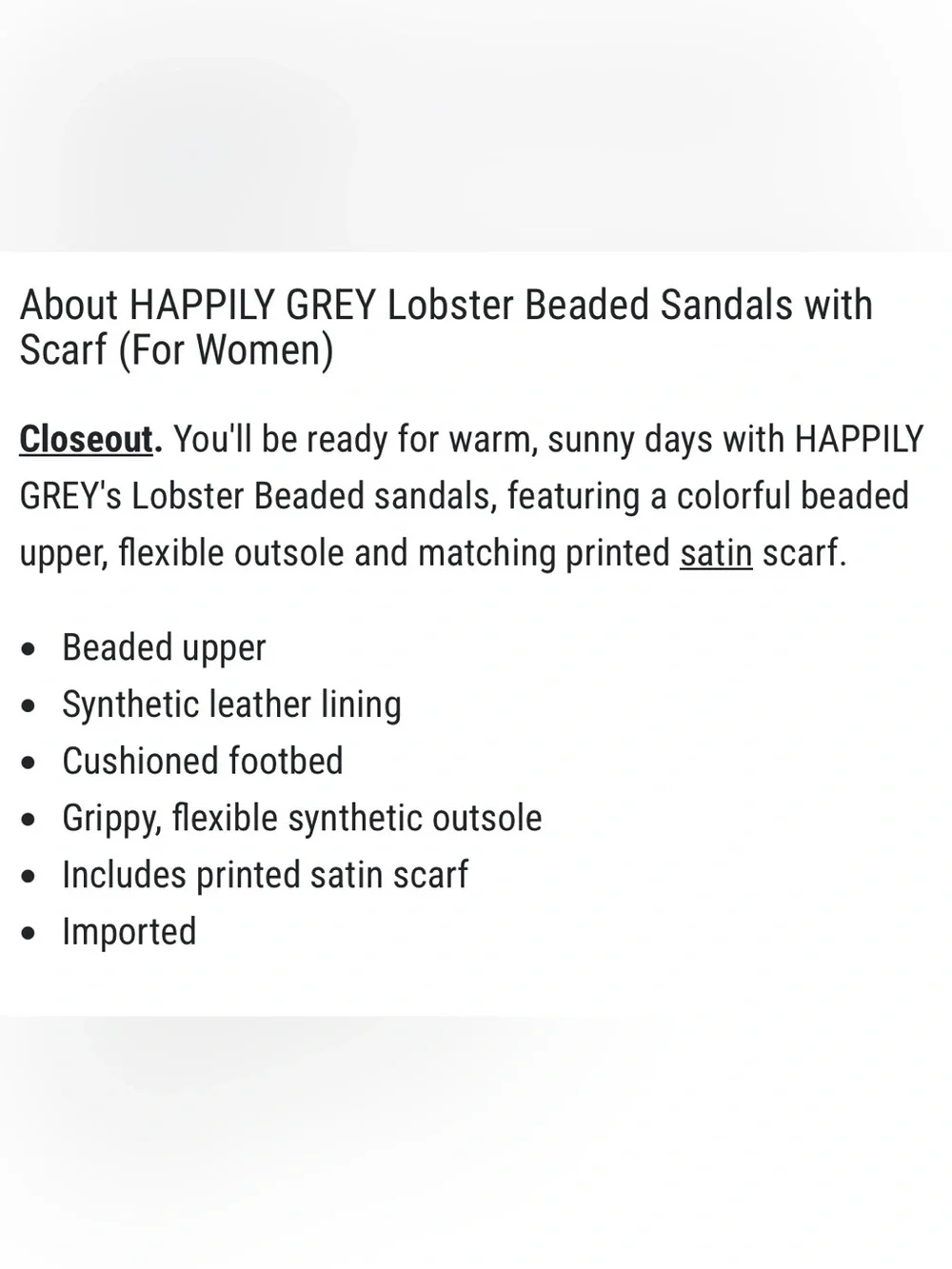 New Happily Grey lobster beaded sandals